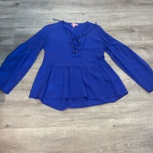 Lilly Pulitzer Brilliant Blue Milan Blouse Size X Small